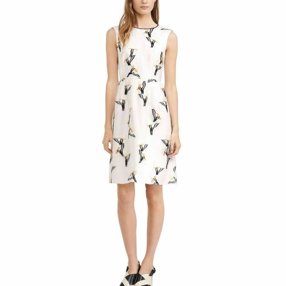 NWT Tory Burch Rory Embellished Dress Ivory Black Sun Floral Size 4 $995